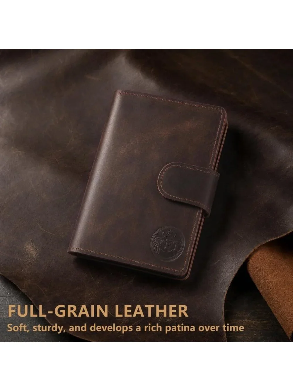 Slim Leather Passport Wallet for Travel, RFID Blocking, AirTag Slot, 2-3